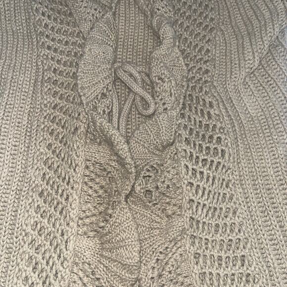 Y2K Ruffle Tan Tie Front Cardigan Midi Length Medium - Picture 5 of 9